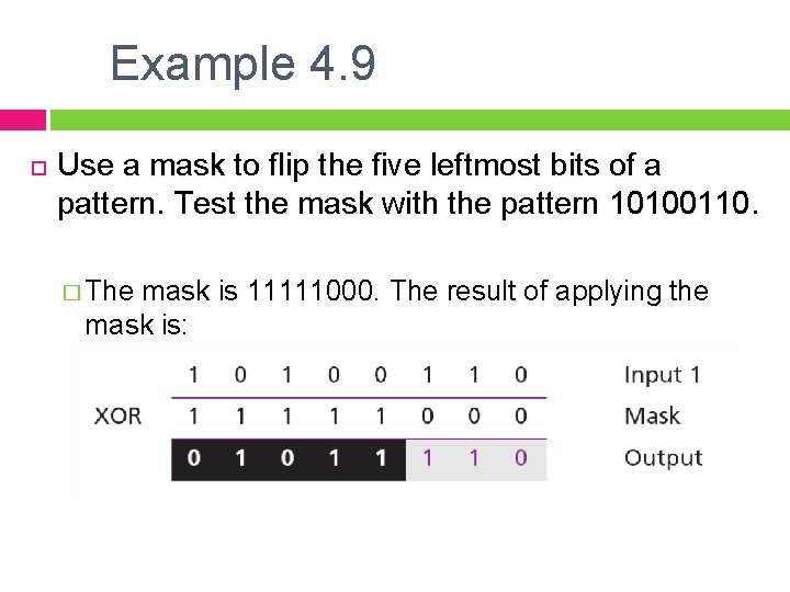 Example 4. 9 Use a mask to flip the five leftmost bits of a