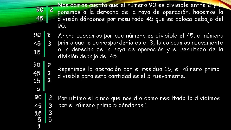 Nos damos cuenta que el número 90 es divisible entre 2 y lo 90