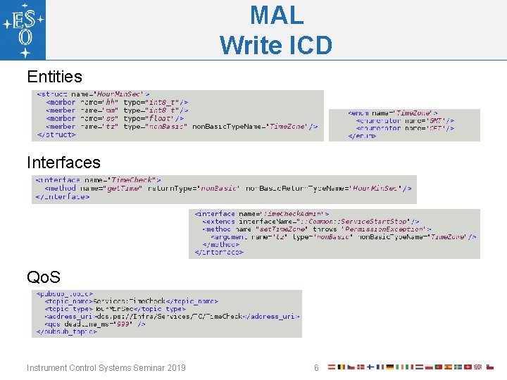 MAL Write ICD Entities Interfaces Qo. S Instrument Control Systems Seminar 2019 6 