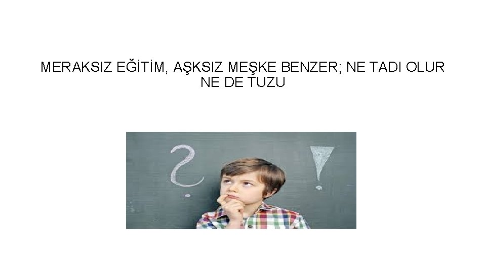 MERAKSIZ EĞİTİM, AŞKSIZ MEŞKE BENZER; NE TADI OLUR NE DE TUZU MERAKSIZ EĞİTİM, AŞKSIZ MEŞKE BENZER; NE TADI OLUR NE DE TUZU