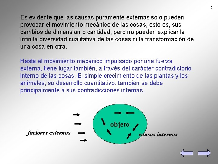 6 Es evidente que las causas puramente externas sólo pueden provocar el movimiento mecánico