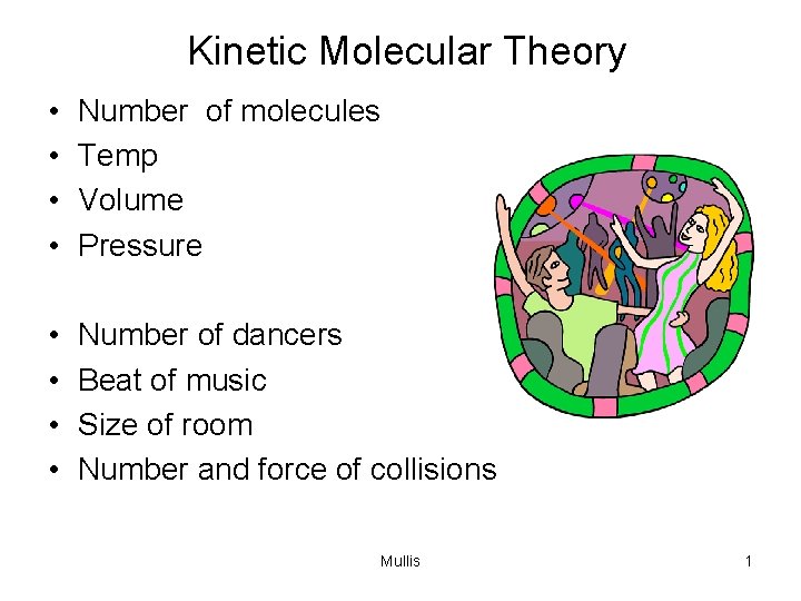 Kinetic Molecular Theory • • Number of molecules Temp Volume Pressure • • Number