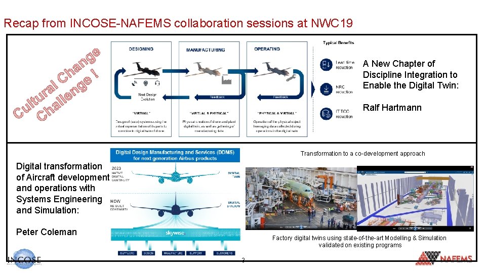 Recap from INCOSE-NAFEMS collaboration sessions at NWC 19 A New Chapter of Discipline Integration