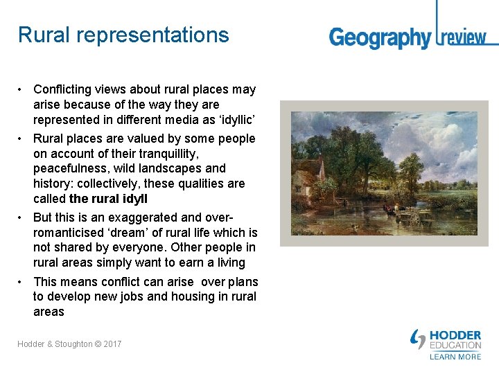 Rural representations • Conflicting views about rural places may arise because of the way