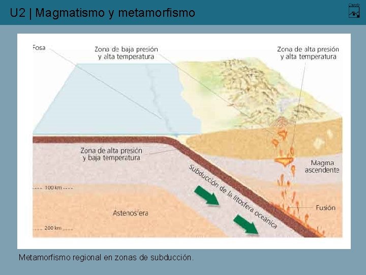 U 2 | Magmatismo y metamorfismo Metamorfismo regional en zonas de subducción. 