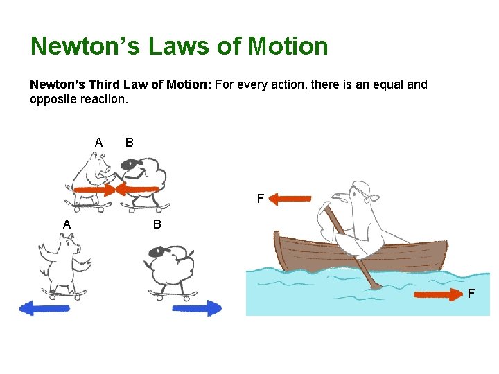 Newton’s Laws of Motion Newton’s Third Law of Motion: For every action, there is