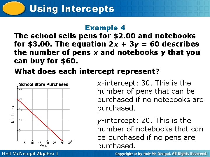 Using Intercepts Notes 10 2 Using Intercepts Warm Up Lesson Presentation