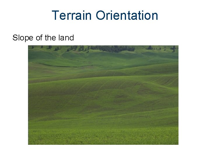 Terrain Orientation Slope of the land 