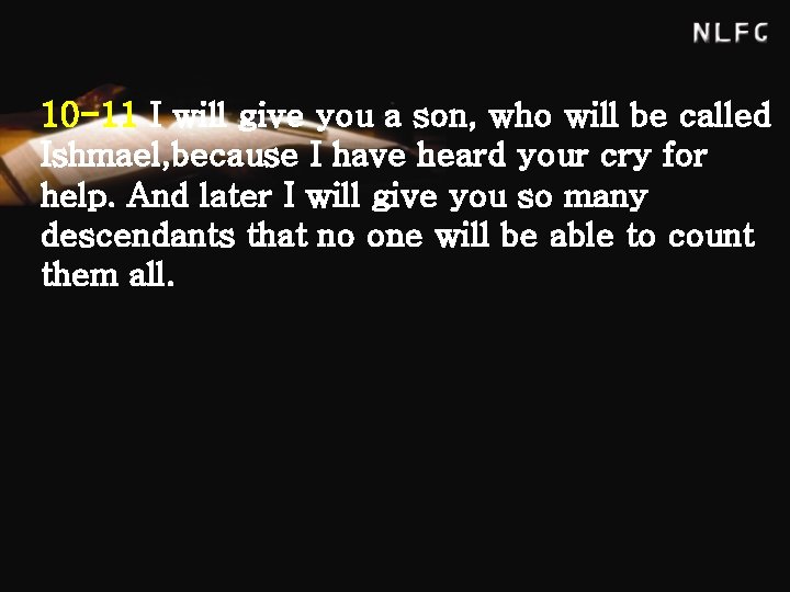 10 -11 I will give you a son, who will be called Ishmael, because