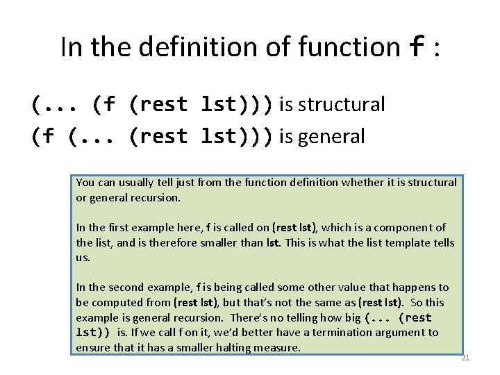 In the definition of function f : (. . . (f (rest lst))) is