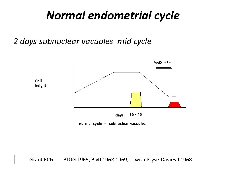 Normal endometrial cycle 2 days subnuclear vacuoles mid cycle Grant ECG BJOG 1965; BMJ