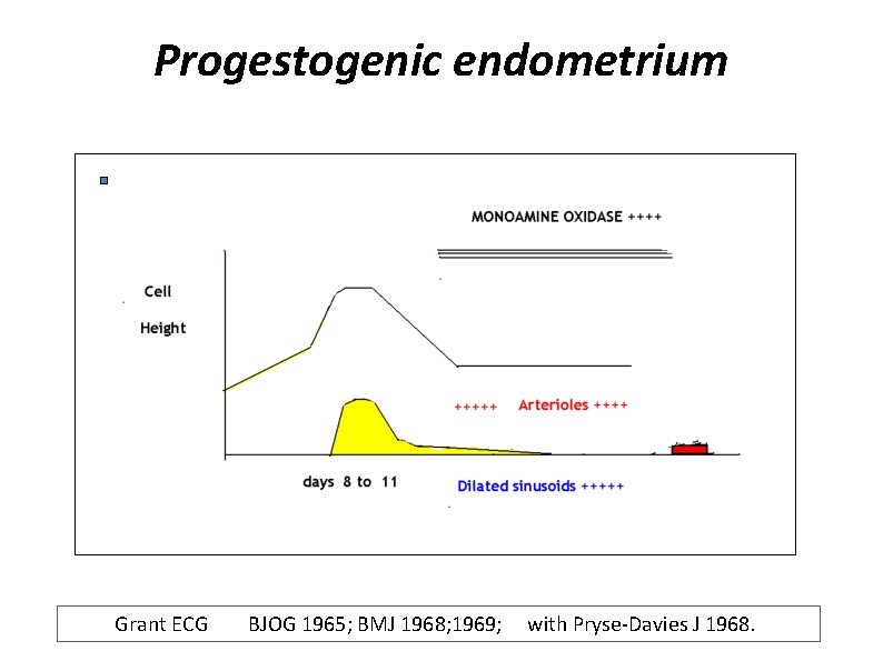 Progestogenic endometrium Grant ECG BJOG 1965; BMJ 1968; 1969; with Pryse-Davies J 1968. 