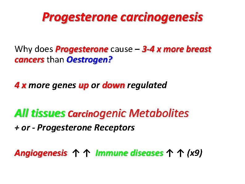 Progesterone carcinogenesis Why does Progesterone cause – 3 -4 x more breast cancers than