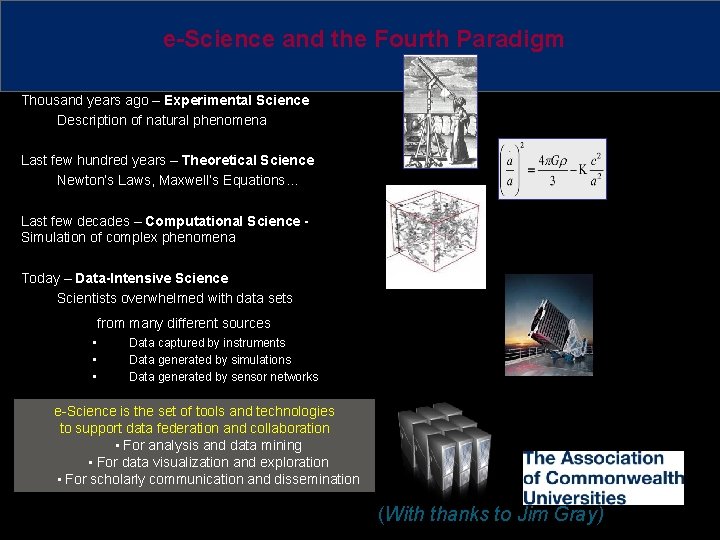 e-Science and the Fourth Paradigm Thousand years ago – Experimental Science Description of natural