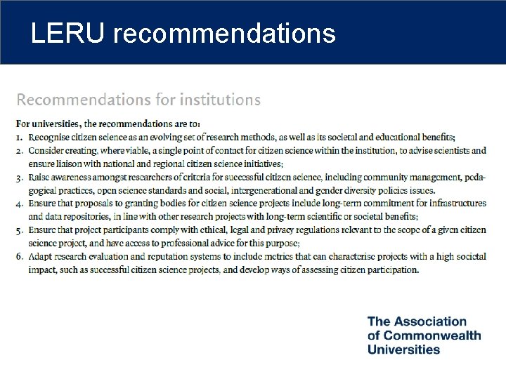 LERU recommendations 