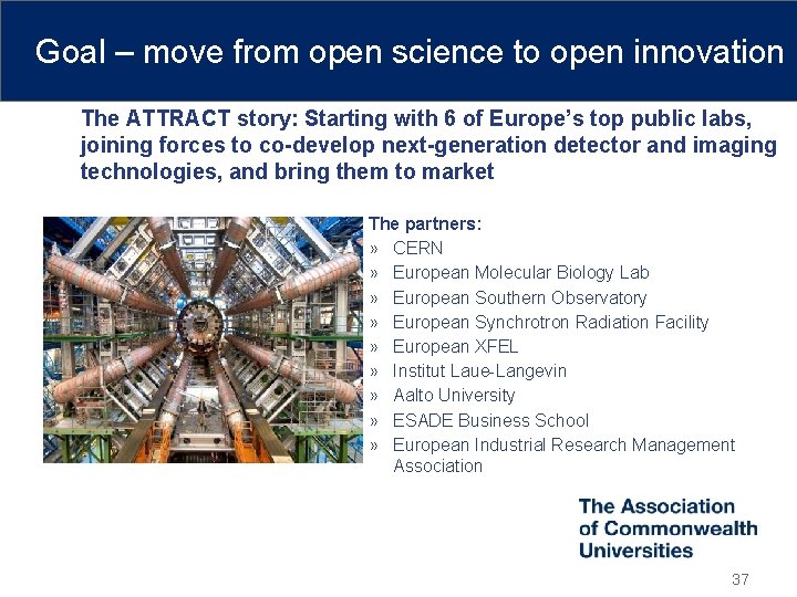 Goal – move from open science to open innovation The ATTRACT story: Starting with