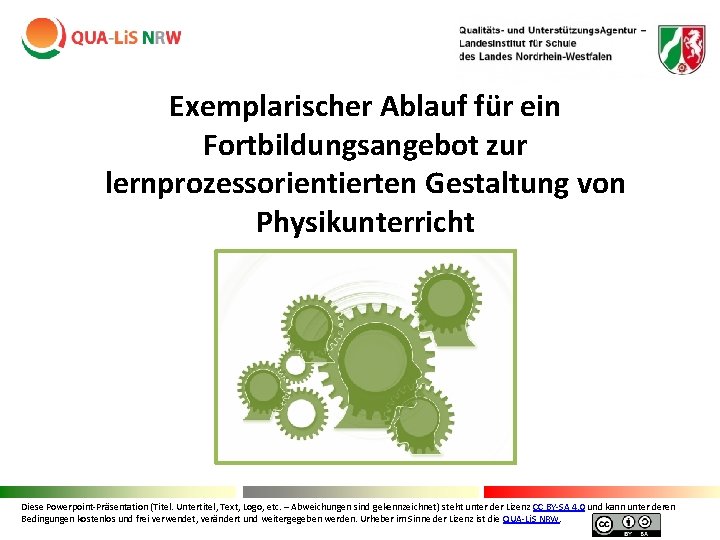 Exemplarischer Ablauf für ein Fortbildungsangebot zur lernprozessorientierten Gestaltung von Physikunterricht Diese Powerpoint-Präsentation (Titel. Untertitel,