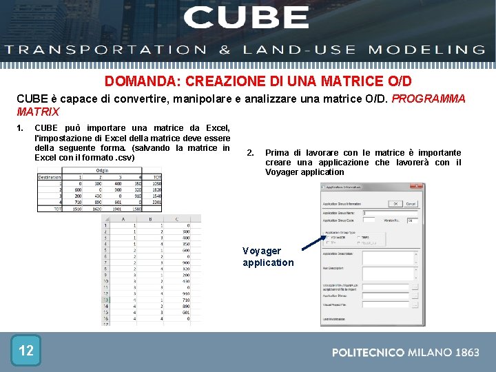 DOMANDA: CREAZIONE DI UNA MATRICE O/D CUBE è capace di convertire, manipolare e analizzare