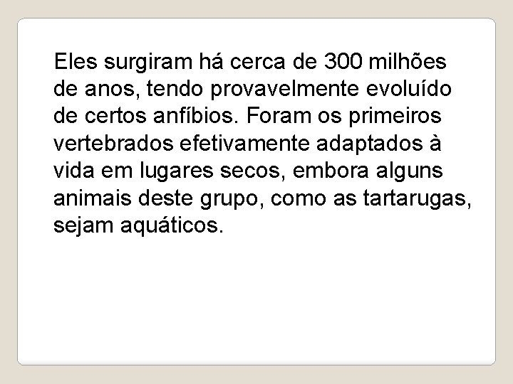 Eles surgiram há cerca de 300 milhões de anos, tendo provavelmente evoluído de certos