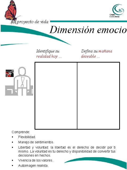Mi proyecto de vida Dimensión emocion Identifique su realidad hoy … Defina su mañana Mi proyecto de vida Dimensión emocion Identifique su realidad hoy … Defina su mañana