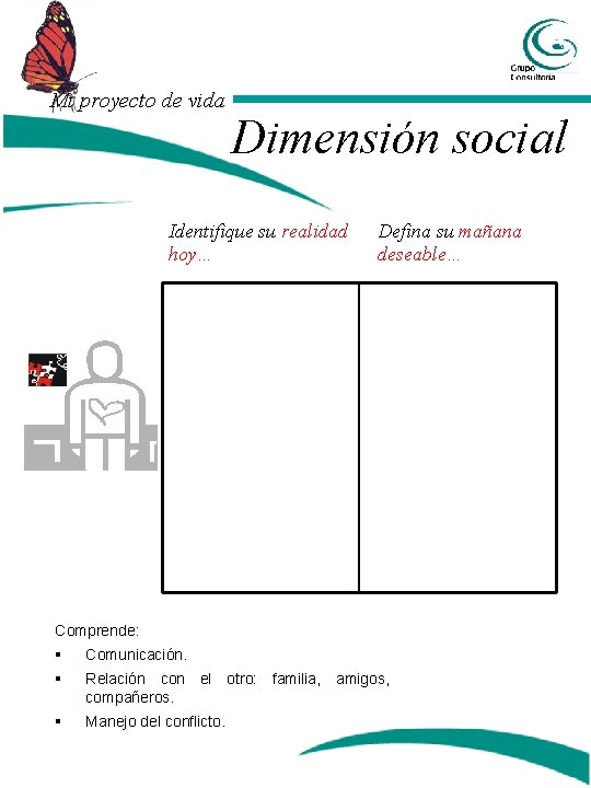 Mi proyecto de vida Dimensión social Identifique su realidad hoy… Defina su mañana deseable… Mi proyecto de vida Dimensión social Identifique su realidad hoy… Defina su mañana deseable…