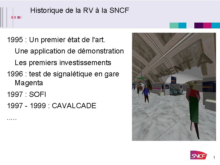 Historique de la RV à la SNCF 1995 : Un premier état de l'art.