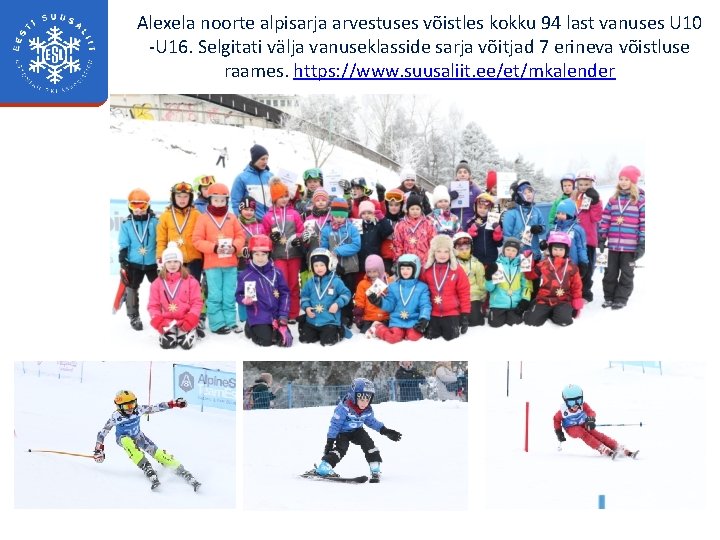 Alexela noorte alpisarja arvestuses võistles kokku 94 last vanuses U 10 -U 16. Selgitati