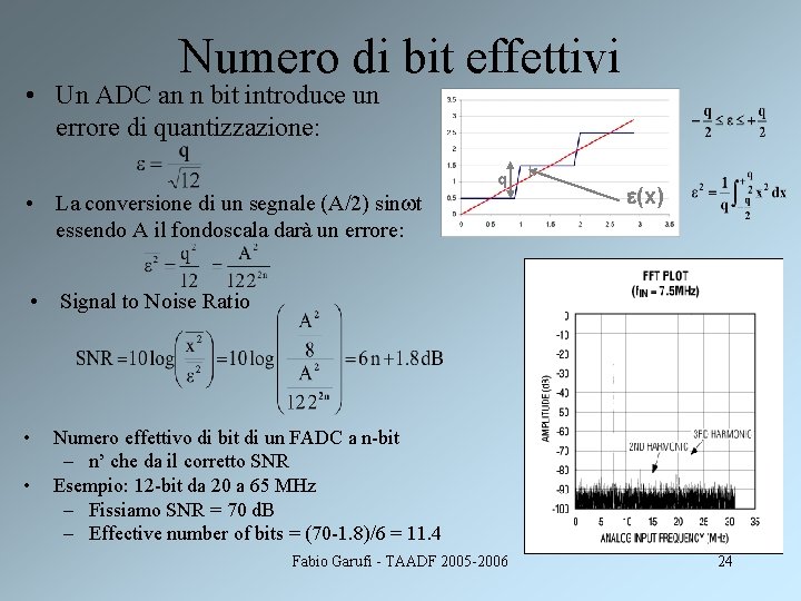 Numero di bit effettivi • Un ADC an n bit introduce un errore di