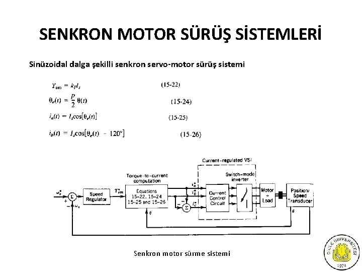 SENKRON MOTOR SÜRÜŞ SİSTEMLERİ Sinüzoidal dalga şekilli senkron servo-motor sürüş sistemi Senkron motor sürme