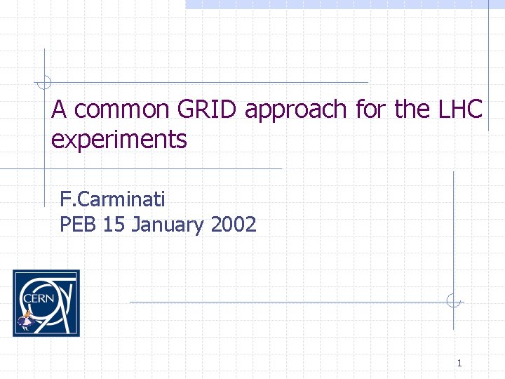A common GRID approach for the LHC experiments F. Carminati PEB 15 January 2002