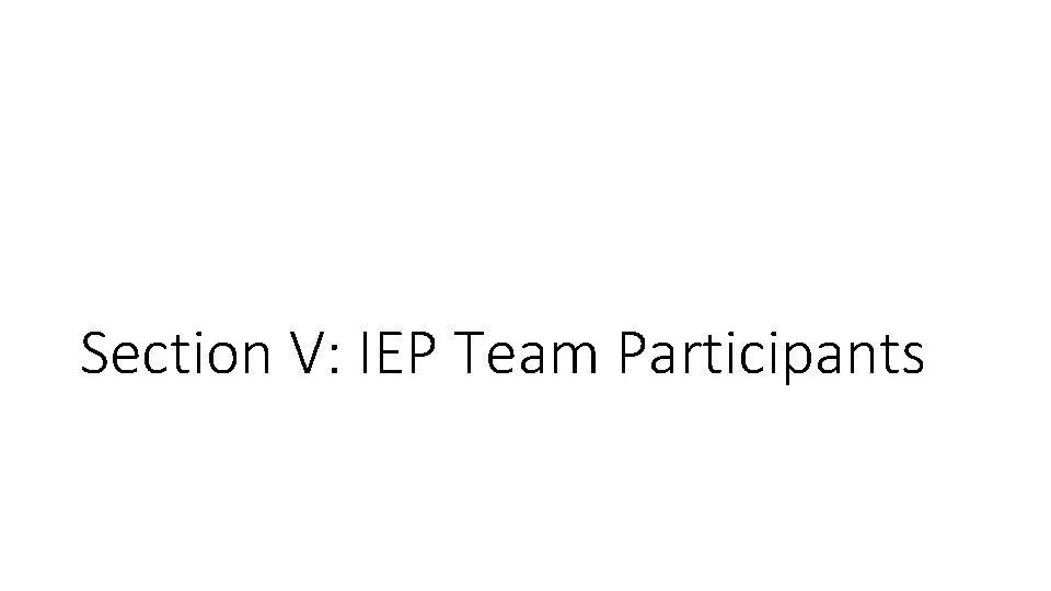 Section V: IEP Team Participants 