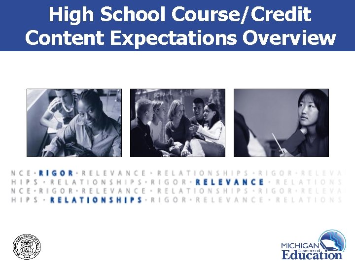 High School Course/Credit Content Expectations Overview 