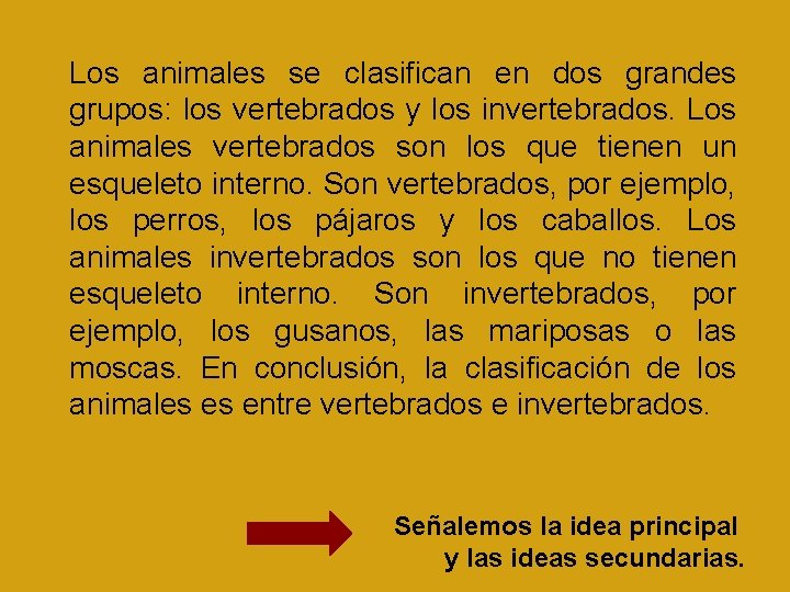 Los animales se clasifican en dos grandes grupos: los vertebrados y los invertebrados. Los