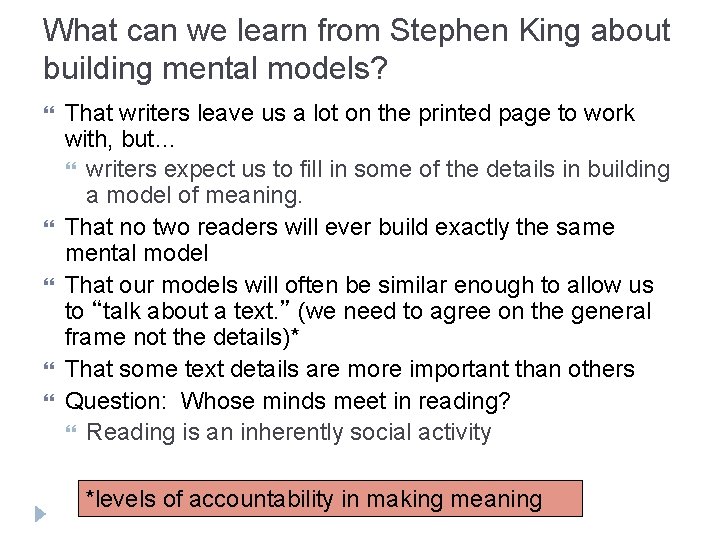 What can we learn from Stephen King about building mental models? That writers leave