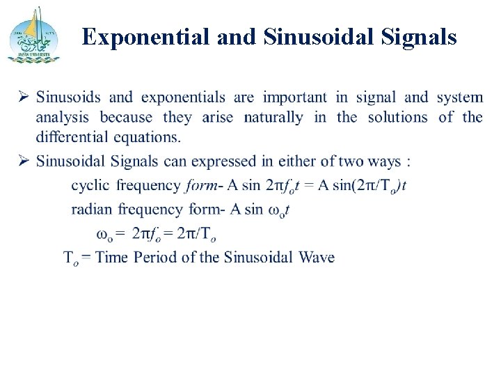 Exponential and Sinusoidal Signals 