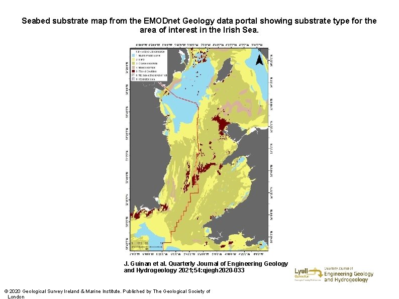 Seabed substrate map from the EMODnet Geology data portal showing substrate type for the