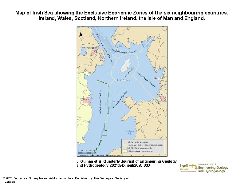 Map of Irish Sea showing the Exclusive Economic Zones of the six neighbouring countries: