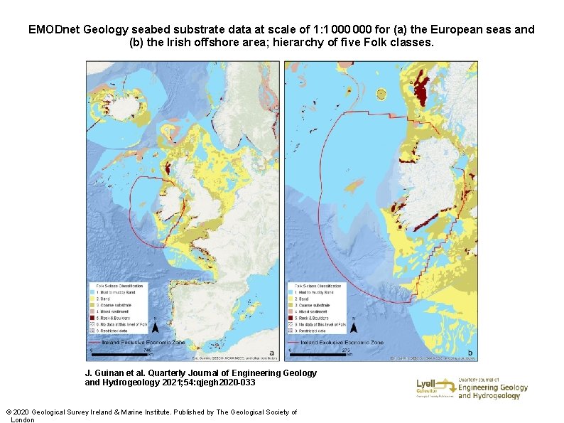 EMODnet Geology seabed substrate data at scale of 1: 1 000 for (a) the