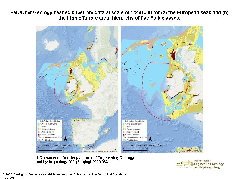 EMODnet Geology seabed substrate data at scale of 1: 250 000 for (a) the