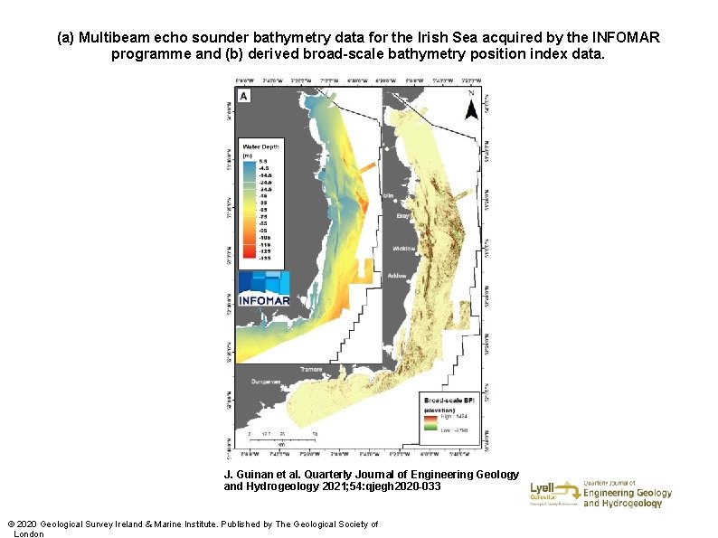 (a) Multibeam echo sounder bathymetry data for the Irish Sea acquired by the INFOMAR