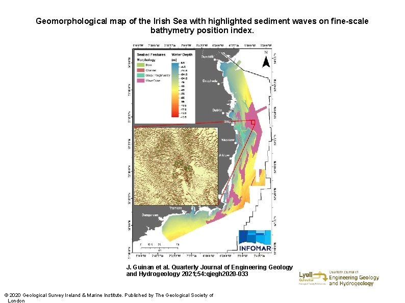 Geomorphological map of the Irish Sea with highlighted sediment waves on fine-scale bathymetry position