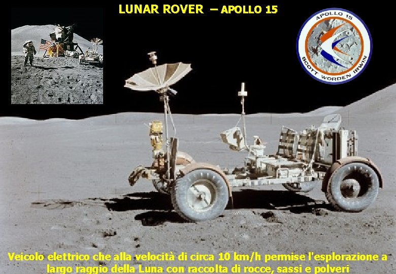 LUNAR ROVER – APOLLO 15 Veicolo elettrico che alla velocità di circa 10 km/h