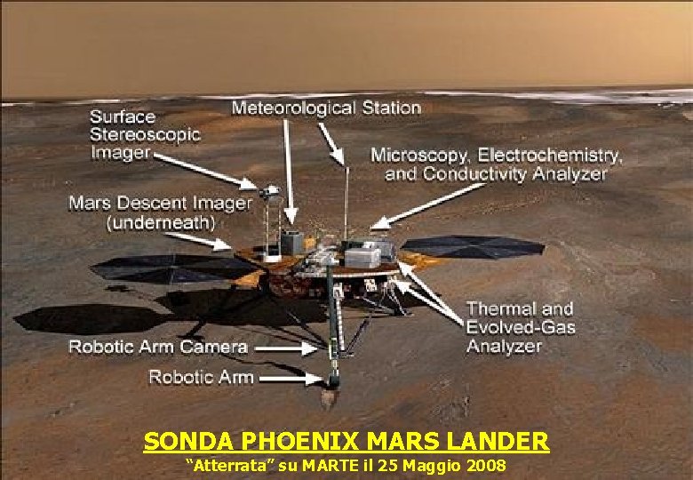 SONDA PHOENIX MARS LANDER “Atterrata” su MARTE il 25 Maggio 2008 