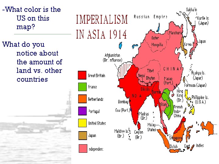 -What color is the US on this map? What do you notice about the