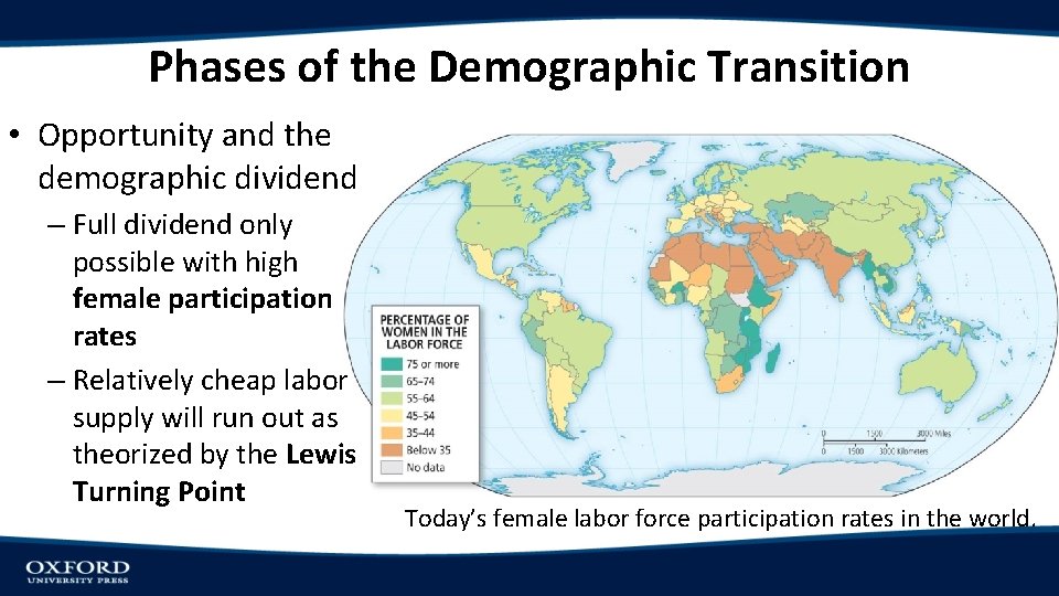 Phases of the Demographic Transition • Opportunity and the demographic dividend – Full dividend