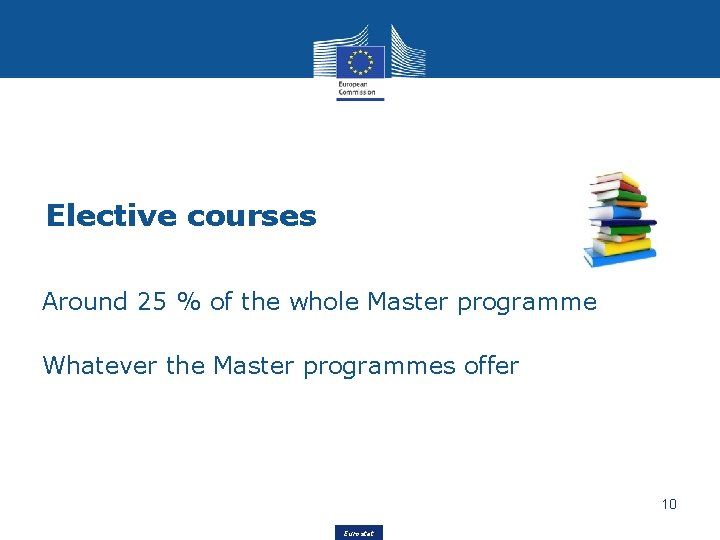 Elective courses Around 25 % of the whole Master programme Whatever the Master programmes