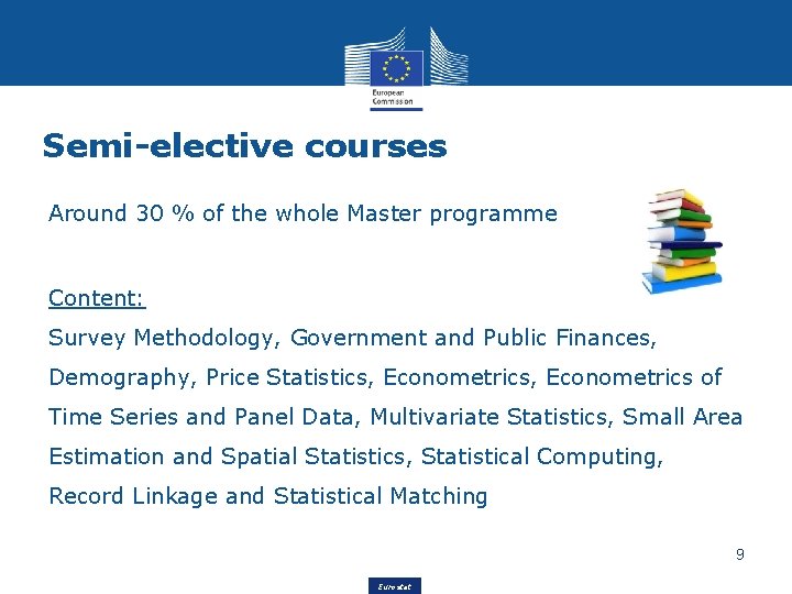Semi-elective courses Around 30 % of the whole Master programme Content: Survey Methodology, Government