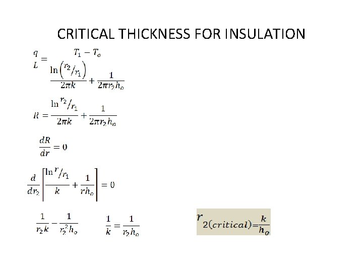 CRITICAL THICKNESS FOR INSULATION 