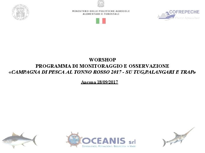 WORSHOP PROGRAMMA DI MONITORAGGIO E OSSERVAZIONE «CAMPAGNA DI PESCA AL TONNO ROSSO 2017 -