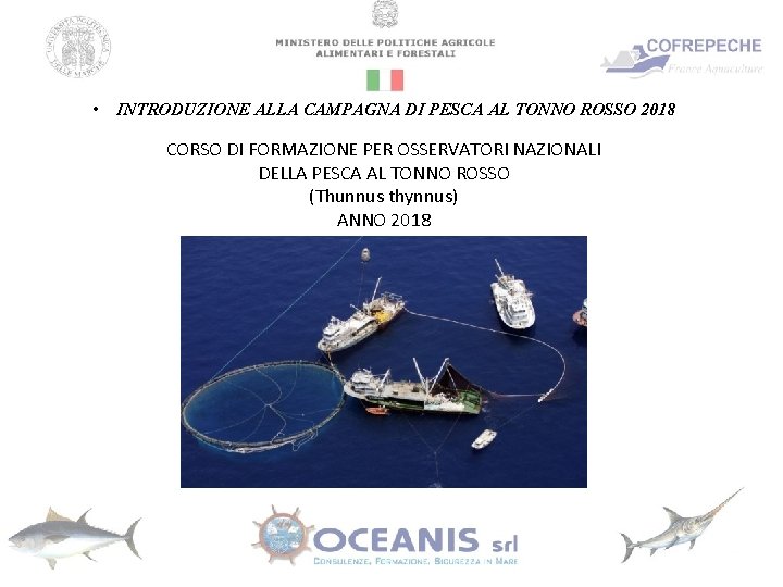  • INTRODUZIONE ALLA CAMPAGNA DI PESCA AL TONNO ROSSO 2018 CORSO DI FORMAZIONE